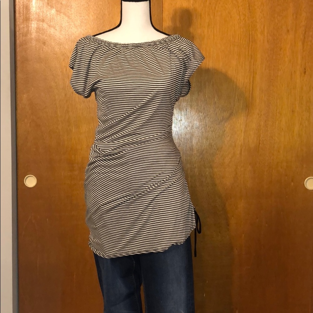 Asymmetrical Black / Cream Striped Top